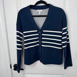 SPANX airessentials Navy and White Striped Cardigan small